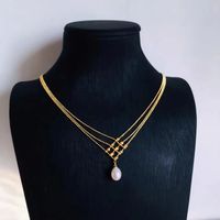 Fashion Oval Copper Plating Inlay Pearl Pendant Necklace 1 Piece main image 3