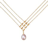 Fashion Oval Copper Plating Inlay Pearl Pendant Necklace 1 Piece main image 2