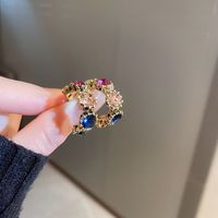 Fashion Round Copper Inlay Rhinestones Women's Bracelets Earrings Necklace sku image 1