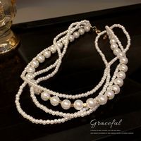1 Piece Fashion Solid Color Imitation Pearl Alloy Beaded Women's Layered Necklaces main image 5