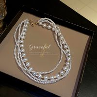1 Piece Fashion Solid Color Imitation Pearl Alloy Beaded Women's Layered Necklaces main image 3