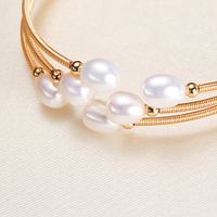 Simple Style Oval Pearl Copper Plating Inlay Pearl Bangle 1 Piece main image 4