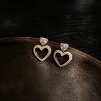 1 Pair Fashion Heart Shape Bow Knot Alloy Stoving Varnish Inlay Pearl Women's Drop Earrings sku image 19