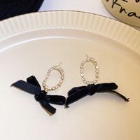1 Pair Fashion Tassel Flower Bow Knot Alloy Inlay Rhinestones Women's Drop Earrings sku image 3