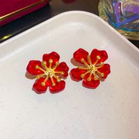 1 Pair Sweet Flower Bow Knot Flocking Inlay Rhinestones Women's Drop Earrings sku image 28