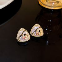 1 Pair Retro Round Smiley Face Flower Metal Enamel Bowknot Inlay Rhinestones Women's Drop Earrings sku image 27