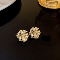 1 Pair Retro Round Smiley Face Flower Metal Enamel Bowknot Inlay Rhinestones Women's Drop Earrings sku image 22