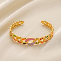 Pastoral Colorful Stainless Steel Enamel Bangle 1 Piece main image 3