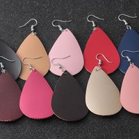 1 Pair Simple Style Water Droplets Pu Leather Women's Drop Earrings main image 3