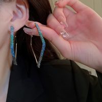 1 Pair Fashion Geometric Metal Inlay Rhinestones Women's Ear Studs main image 3