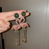 1 Pair Fashion Flamingo Alloy Inlay Rhinestones Women's Drop Earrings main image 1