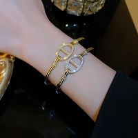 Fashion Solid Color Copper Zircon Bangle In Bulk main image 3