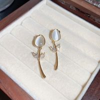 1 Pair Fashion Heart Shape Bow Knot Metal Inlay Artificial Pearls Rhinestones Women's Drop Earrings main image 3
