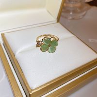 1 Piece Fashion Heart Shape Flower Alloy Plating Artificial Pearls Rhinestones Women's Open Ring main image 2