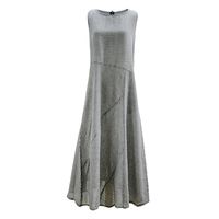 Women's Straight Skirt Casual Round Neck Printing Pocket Sleeveless Stripe Solid Color Midi Dress Daily main image 3