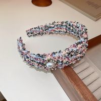 Fashion Geometric Cloth Inlay Artificial Pearls Hair Band 1 Piece sku image 3