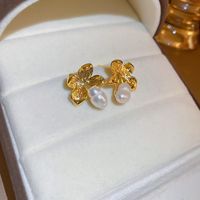 Real Gold Electroplating Mermaid Pearl Earrings Korean Long Ear Buckle Earrings sku image 26