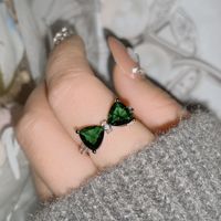 1 Piece Fashion Heart Shape Copper Bowknot Inlay Artificial Diamond Women's Rings sku image 4