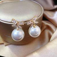 Real Gold Electroplating Mermaid Pearl Earrings Korean Long Ear Buckle Earrings sku image 28