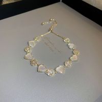 Elegant Heart Shape Flower Shell Mixed Materials Plating Inlay Rhinestones Opal Zircon Women's Bracelets sku image 18
