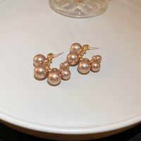 Wholesale Jewelry Retro C Shape Heart Shape Alloy Zircon Inlay Earrings sku image 2