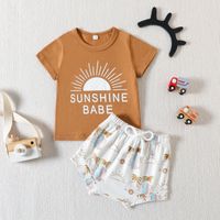 Fashion Cartoon Letter Cotton Boys Clothing Sets sku image 5