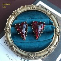 1 Pair Retro Heart Shape Alloy Plating Resin Women's Earrings sku image 6