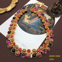 Retro Round Alloy Inlay Artificial Gemstones Women's Bracelets Earrings sku image 4