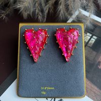 1 Pair Retro Heart Shape Alloy Plating Resin Women's Earrings sku image 2