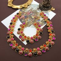 Retro Round Alloy Inlay Artificial Gemstones Women's Bracelets Earrings main image 6