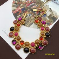 Retro Round Alloy Inlay Artificial Gemstones Women's Bracelets Earrings main image 2