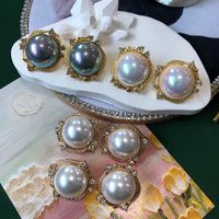 1 Pair Retro Geometric Alloy Plating Artificial Pearls Gold Plated Women's Earrings main image 1