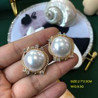 1 Pair Retro Geometric Alloy Plating Artificial Pearls Gold Plated Women's Earrings main image 4