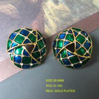 1 Pair Retro Geometric Alloy Plating Rhinestones Women's Earrings sku image 12