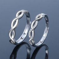 Fashion Waves Copper Plating Zircon Open Ring main image 1