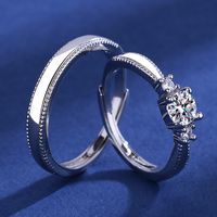 Fashion Geometric Copper Plating Zircon Open Ring 1 Pair main image 2