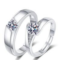 Romantisch Geometrisch Kupfer Überzug Diamant Mit Hohem Kohlenstoffgehalt Offener Ring 1 Paar main image 4