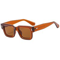 Retro Solid Color Ac Square Full Frame Men's Sunglasses sku image 5