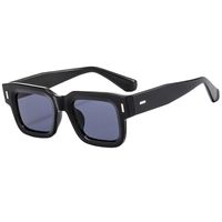 Retro Solid Color Ac Square Full Frame Men's Sunglasses sku image 1