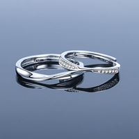 Fashion Geometric Copper Plating Zircon Open Ring 1 Pair main image 2