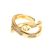 Simple Style Geometric Copper Inlay Zircon Open Ring 1 Piece main image 9