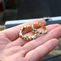 Hip-hop Eye Copper Enamel Inlay Zircon Open Ring 1 Piece main image 1