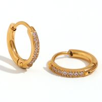1 Pair Fashion Round Plating Stainless Steel Zircon 18k Gold Plated Earrings main image 2