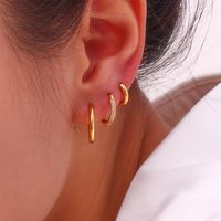1 Pair Classic Style Round Plating Stainless Steel 18k Gold Plated Earrings main image 4