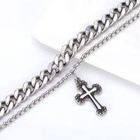 1 Piece Simple Style Solid Color Stainless Steel Chain Men's Pendant Necklace main image 4