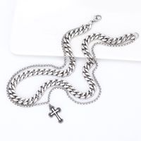 1 Piece Simple Style Solid Color Stainless Steel Chain Men's Pendant Necklace sku image 1