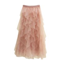 Sommer Süß Einfarbig Polyester Maxi Langes Kleid Röcke main image 5