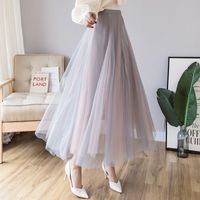 Summer Spring Fashion Solid Color Polyester Maxi Long Dress Skirts main image 6
