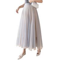 Summer Spring Fashion Solid Color Polyester Maxi Long Dress Skirts main image 4
