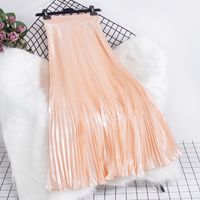 Summer Spring Fashion Solid Color Polyester Maxi Long Dress Skirts main image 2